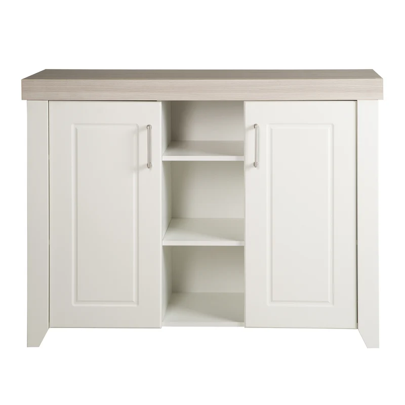 Kinderzimmerset 'Felicia' inkl. Kombi-Bett 70 x 140 cm, Wickelkommode & 3-türigem Schrank, Luna Elm/weiß