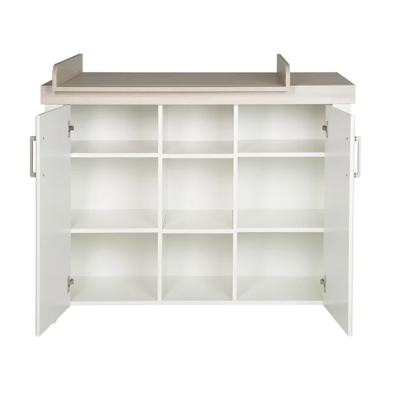 Kinderzimmerset 'Felicia' inkl. Kombi-Bett 70 x 140 cm, Wickelkommode & 3-türigem Schrank, Luna Elm/weiß