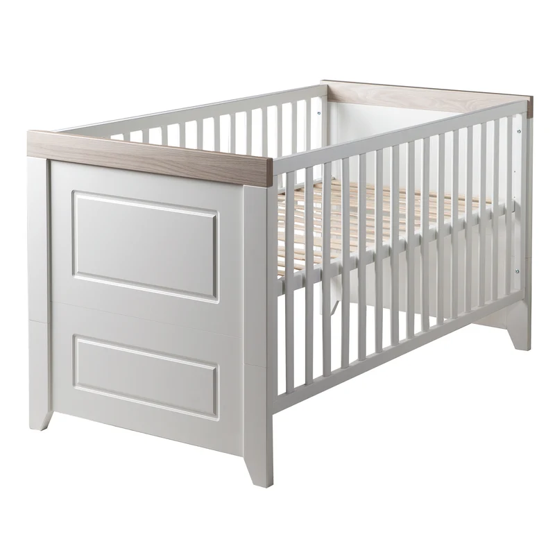 Kinderzimmerset 'Felicia' inkl. Kombi-Bett 70 x 140 cm, Wickelkommode & 3-türigem Schrank, Luna Elm/weiß