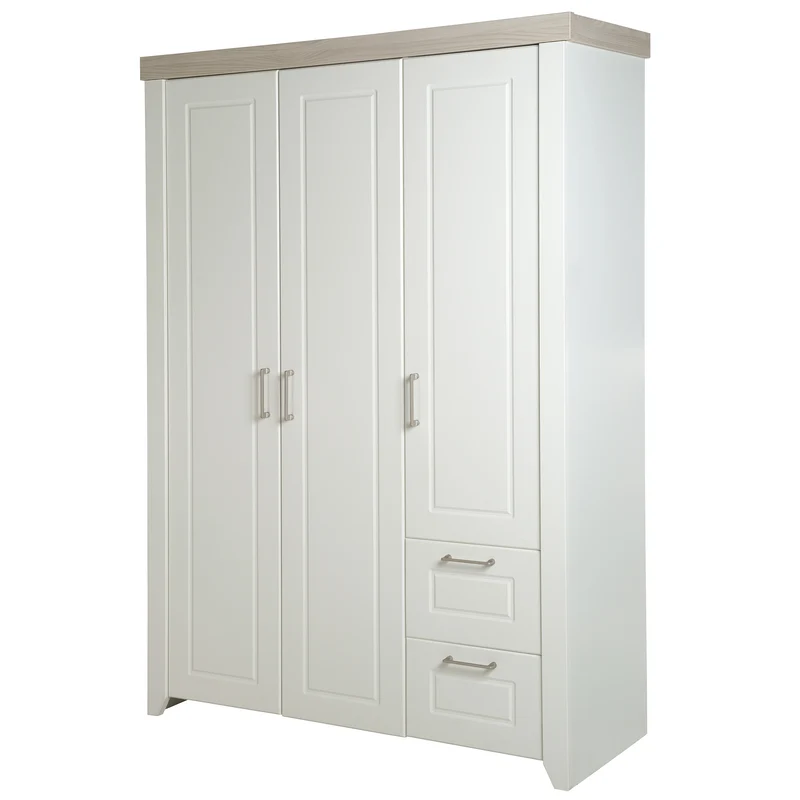 Zimmerset 'Felicia' inkl. Kombi-Bett 70 x 140 cm, Wickelkommode & 3-türigem Schrank, Luna Elm / weiß