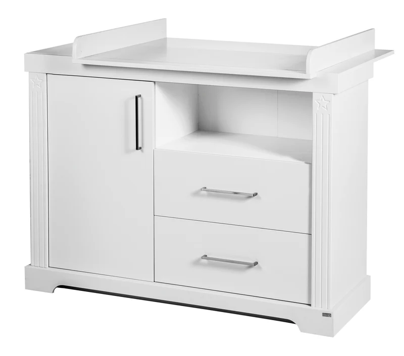 Kindermöbelset 'Maxi' weiß inkl. Kombi-Bett, 70 x 140 cm & breiter Wickelkommode