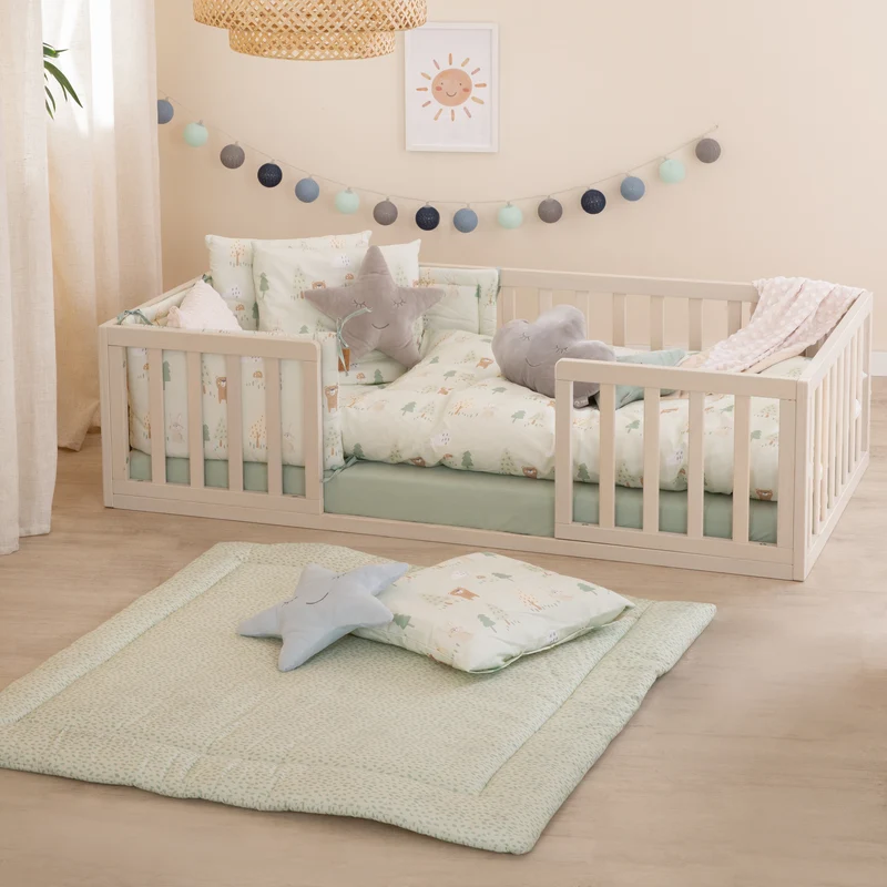 Nestchen 'Woodland Buddies' - Für Babybetten 60 x 120 bis 70 x 140 cm - Pastellgrün
