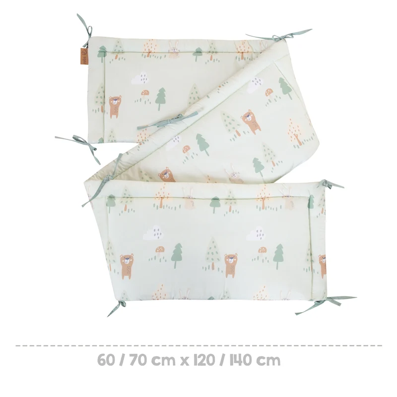 Nestchen 'Woodland Buddies' - Für Babybetten 60 x 120 bis 70 x 140 cm - Pastellgrün