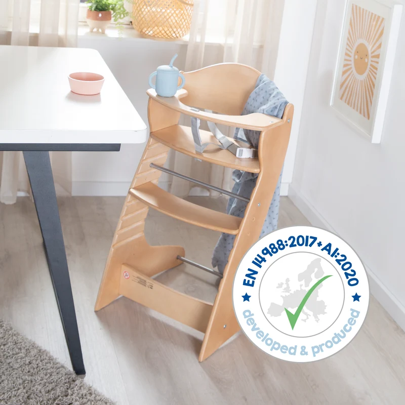 Treppenhochstuhl "Chair Up " – mitwachsender Hochstuhl für Babys & Kinder, Holz natur