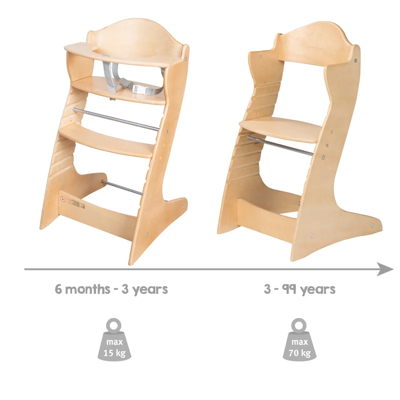 Treppenhochstuhl "Chair Up " – mitwachsender Hochstuhl für Babys & Kinder, Holz natur
