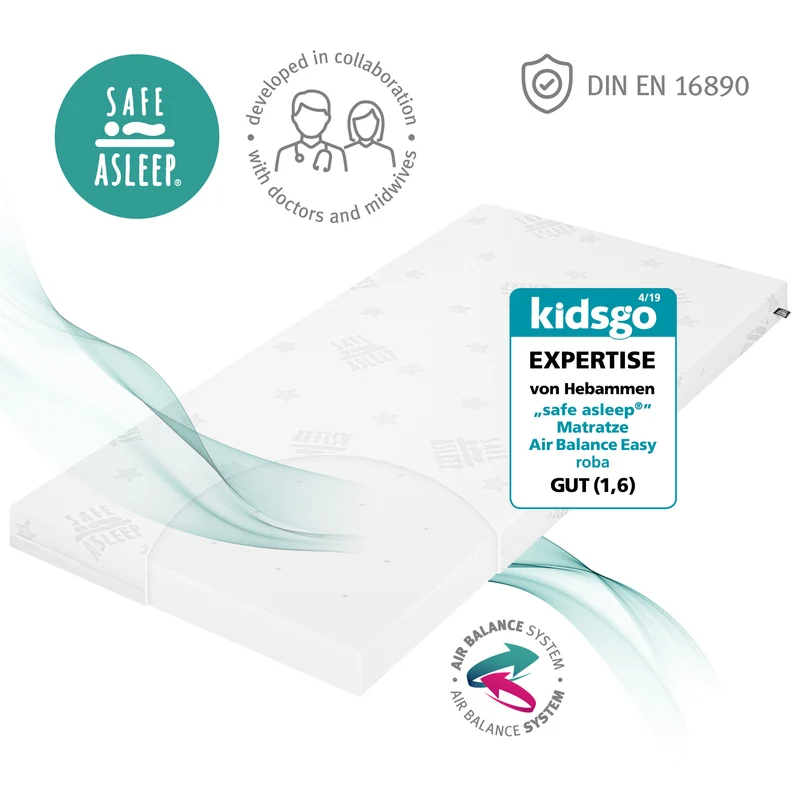 Babybettmatratze "safe asleep®" – Air Balance Easy, 60 x 120 x 9 cm, für optimales Schlafklima
