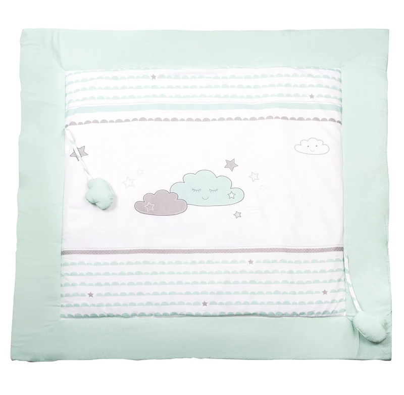 Krabbeldecke "Happy Cloud" – 100 x 100 cm, gepolstert, Baumwolle, inkl. Spielzeug