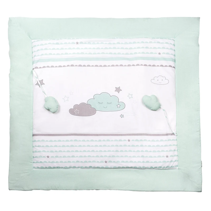 Krabbeldecke "Happy Cloud" – 100 x 100 cm, gepolstert, Baumwolle, inkl. Spielzeug