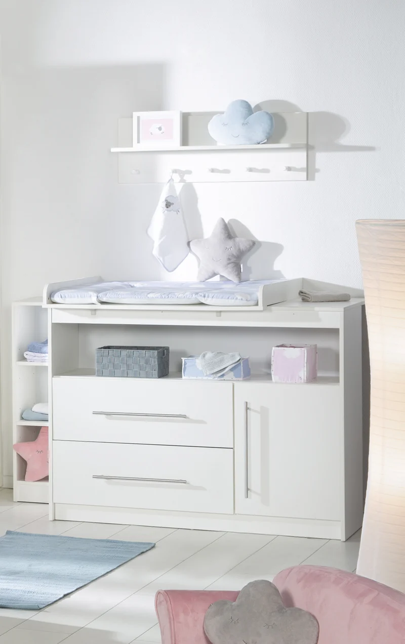 Zimmerset "Maren" – inkl. Kombi-Kinderbett 70 x 140 cm & breite Wickelkommode, weiß