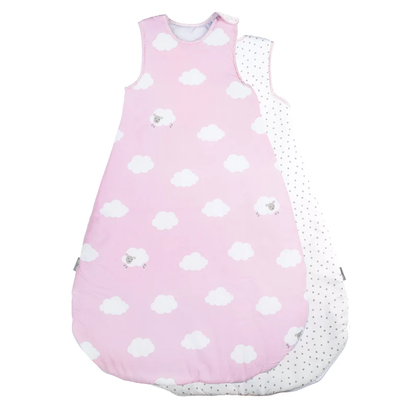 Schlafsack "Kleine Wolke rosa" – 90 cm, ganzjähriger Babyschlafsack, atmungsaktive Baumwolle