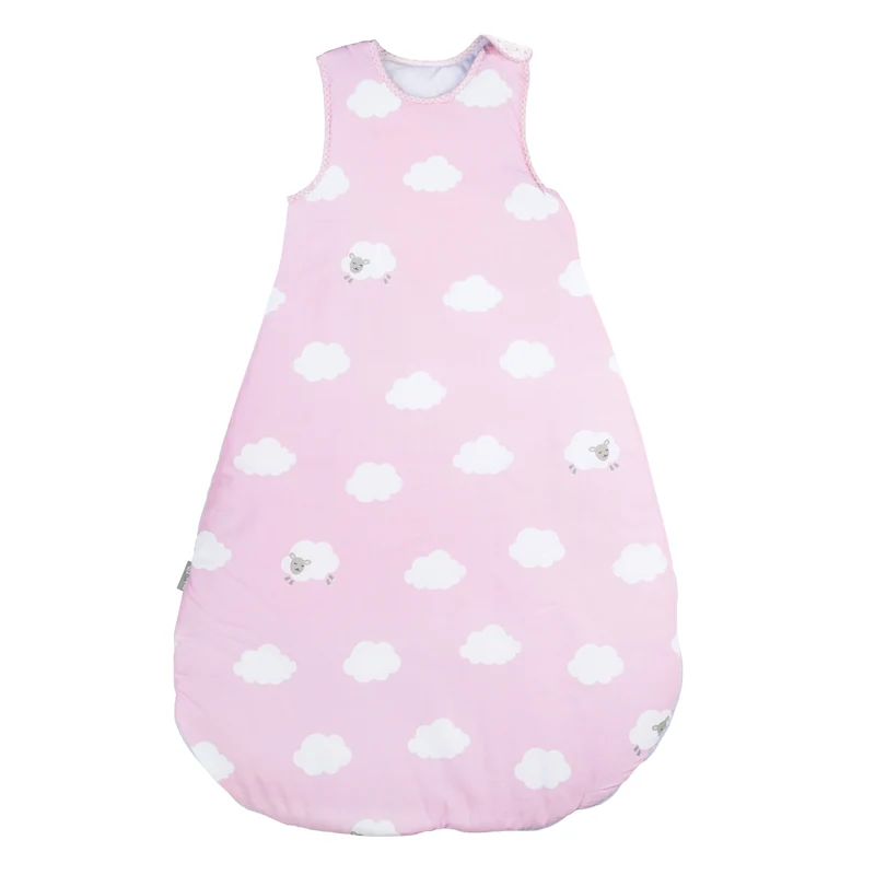 Schlafsack "Kleine Wolke rosa" – 90 cm, ganzjähriger Babyschlafsack, atmungsaktive Baumwolle