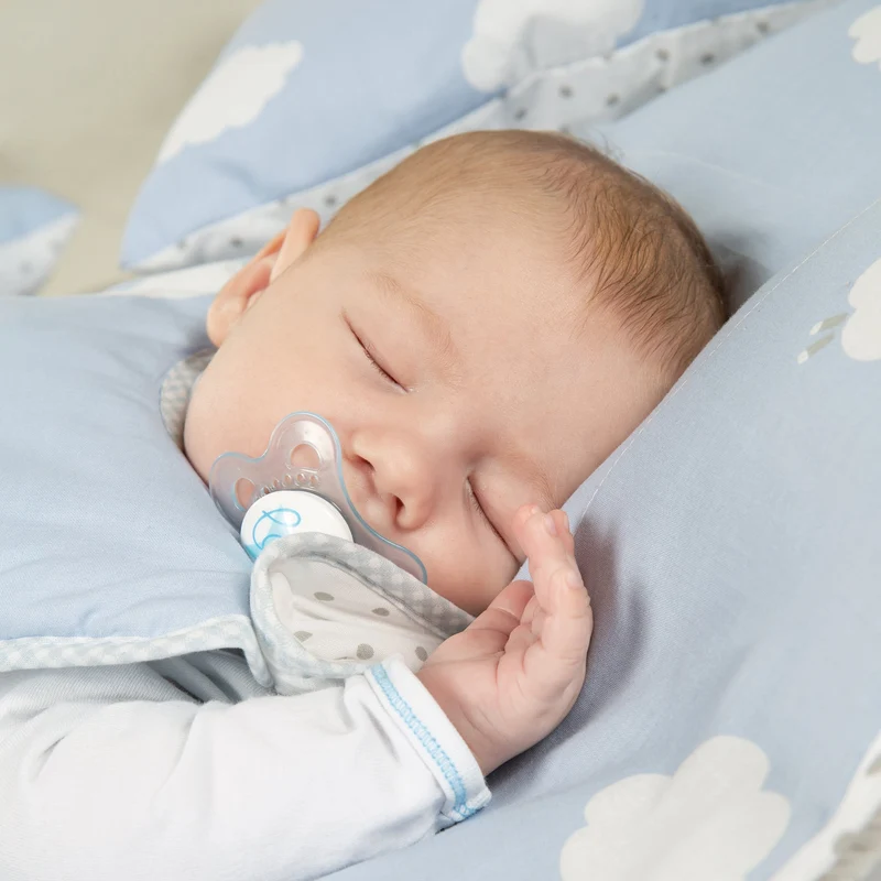 Schlafsack "Kleine Wolke blau" – 90 cm, ganzjähriger Babyschlafsack, atmungsaktive Baumwolle