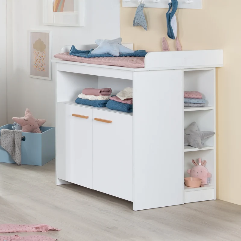 Zimmer Set 'Lilo' - Kombi-Bett 70x140 + Wickelkommode + Kleiderschrank - Weiß