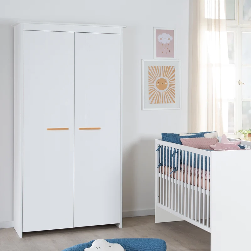 Zimmer Set 'Lilo' - Kombi-Bett 70x140 + Wickelkommode + Kleiderschrank - Weiß