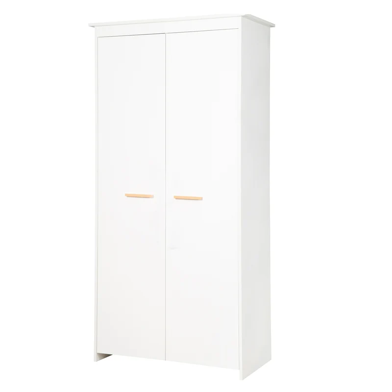 Kinderzimmer 'Lilo' - Kombi-Bett 70x140 + Wickelkommode + Kleiderschrank 2-türig - Weiß