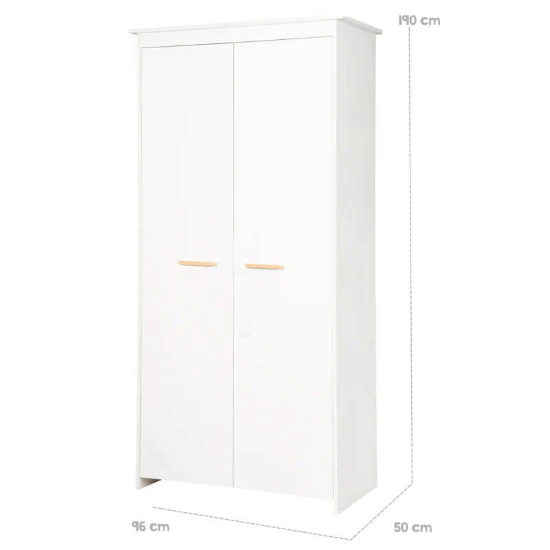 Kinderzimmer 'Lilo' - Kombi-Bett 70x140 + Wickelkommode + Kleiderschrank 2-türig - Weiß