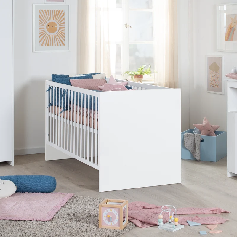 Möbelset 'Lilo' - Kombi-Kinderbett 70x140 cm + Wickelkommode - Weiß