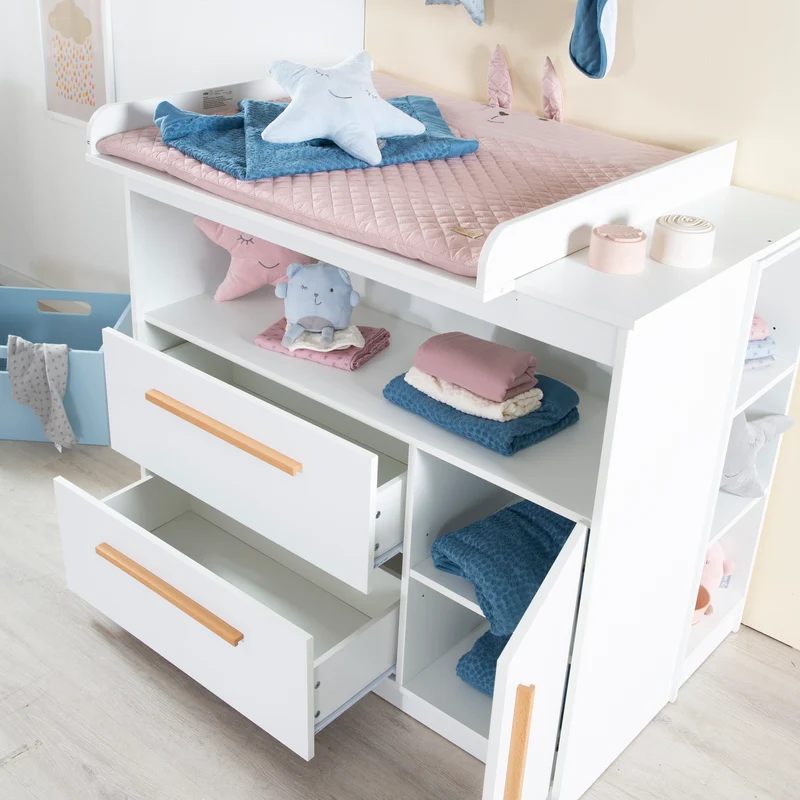 Möbelset 'Lilo' - Kombi-Kinderbett 70x140 cm + Wickelkommode - Weiß