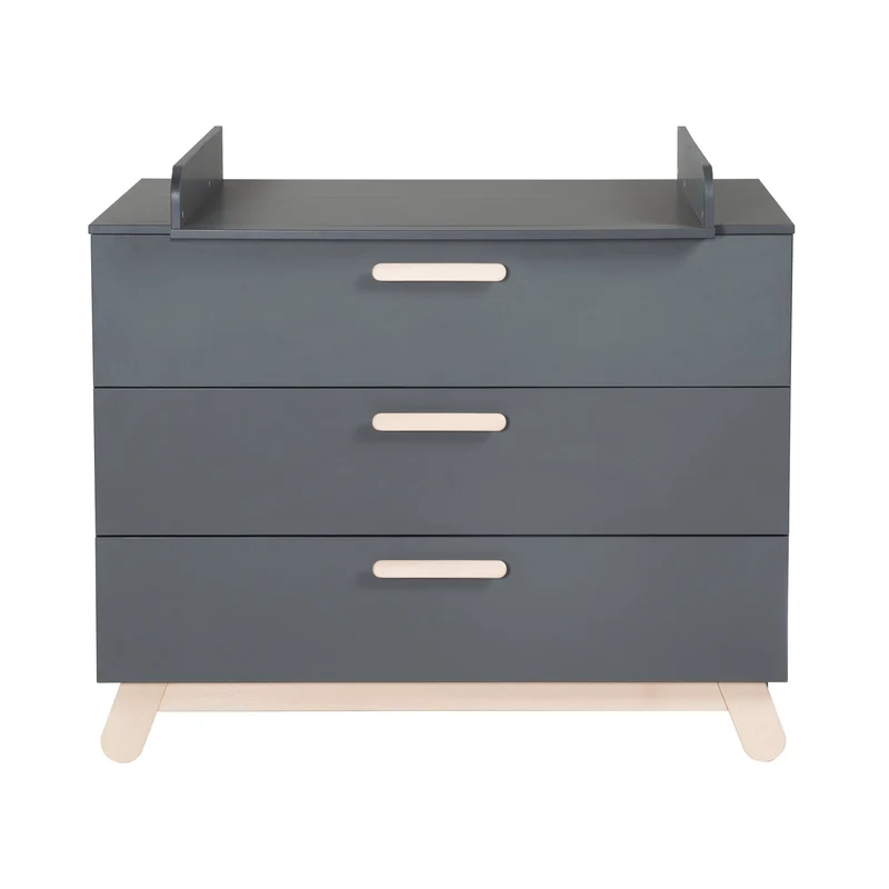Zimmerset "Jara" inkl. Baby-/Kinderbett 70 x 140 cm und Wickelkommode, anthrazit