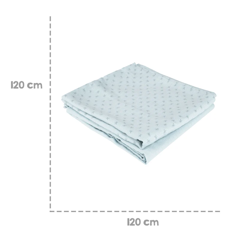 2er Set Puck- & Stilltuch "Lil Planet" – hellblau, Bio-Baumwolle, GOTS, 120 x 120 cm