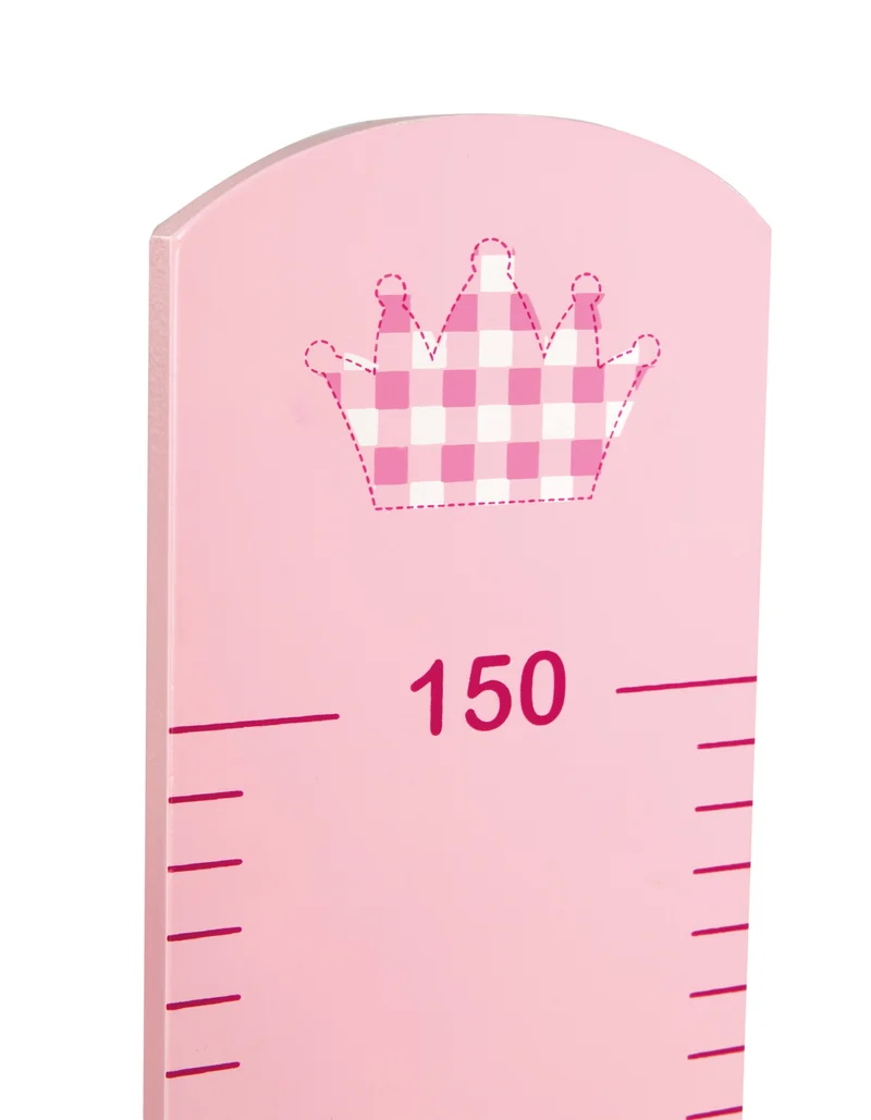 Messlatte "Krone" – Skala für Heranwachsende bis 150 cm, Holz in rosa lackiert