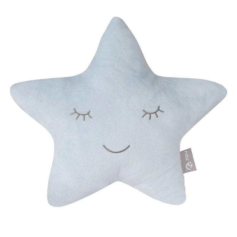 Deko-/Kuschelkissen"roba Style" – hellblau, flauschiges Stern-Dekokissen für Baby- & Kinderzimmer