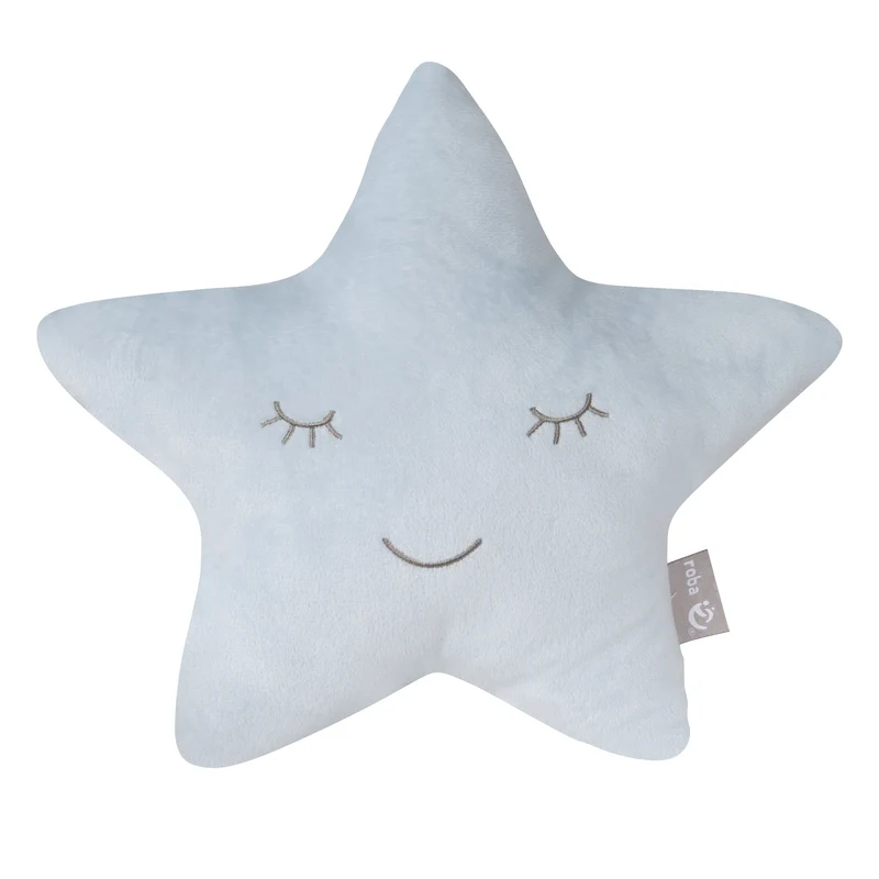 Deko-/Kuschelkissen"roba Style" – hellblau, flauschiges Stern-Dekokissen für Baby- & Kinderzimmer
