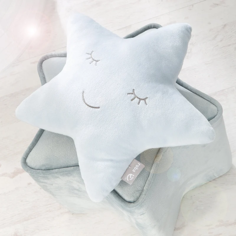 Deko-/Kuschelkissen"roba Style" – hellblau, flauschiges Stern-Dekokissen für Baby- & Kinderzimmer