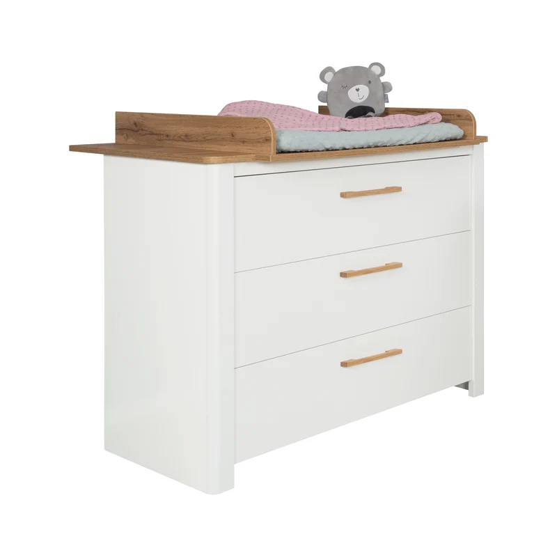 Kinderzimmerset 'Ava' 3-teilig, inkl. Kinderbett 70x140 cm, Wickelkommode & Schrank 3-türig