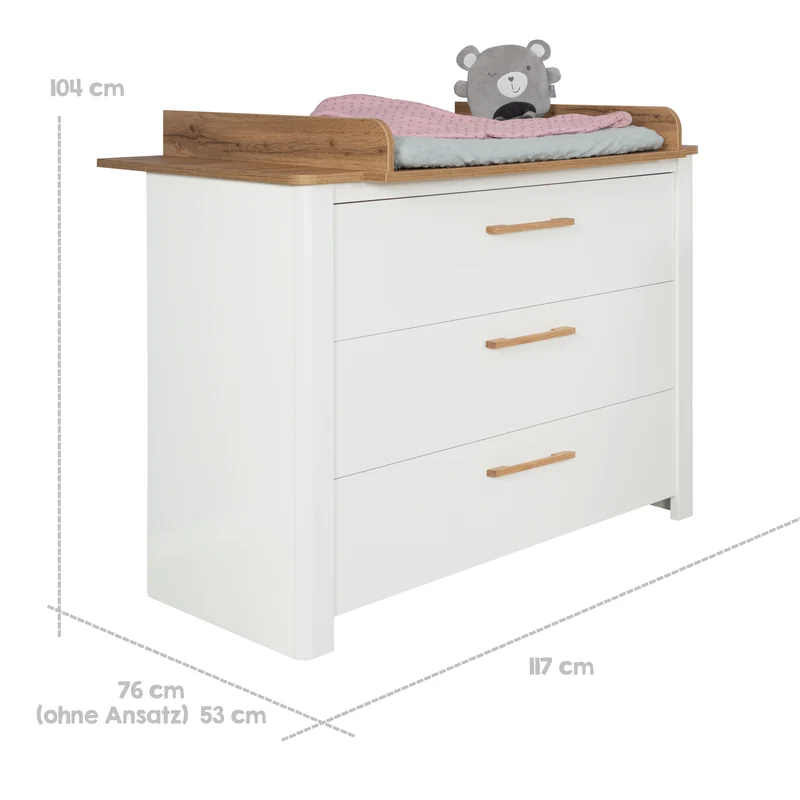 Möbelset 'Ava‘ 2-teilig, inkl. Kombi-Kinderbett 70 x 140 cm & Wickelkommode schranktief
