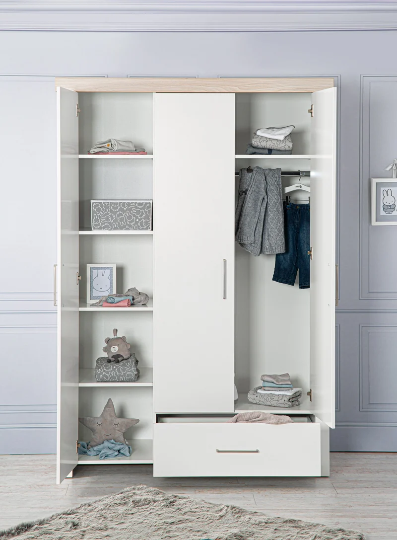 Kindermöbelset "Lucy‘ – 3-teilig, inkl. Kombi-Kinderbett 70 x 140 cm, Wickelkommode & Schrank 3-türig