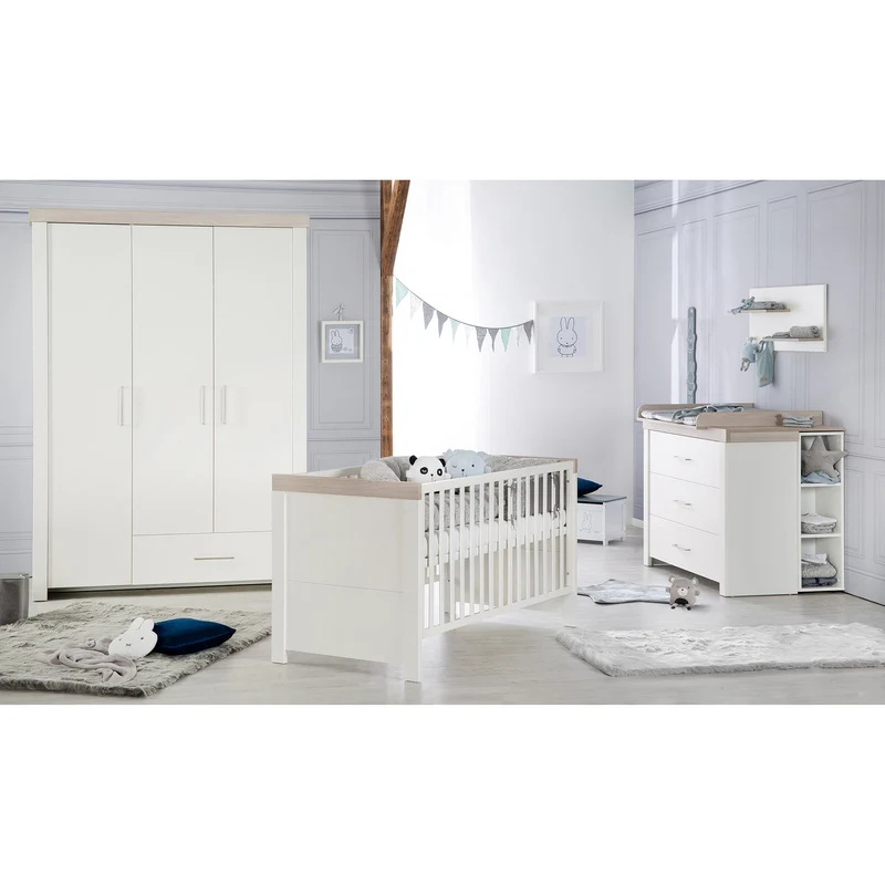 Kindermöbelset "Lucy‘ – 2-teilig, inkl. Kombi-Kinderbett 70 x 140 cm, Wickelkommode breit