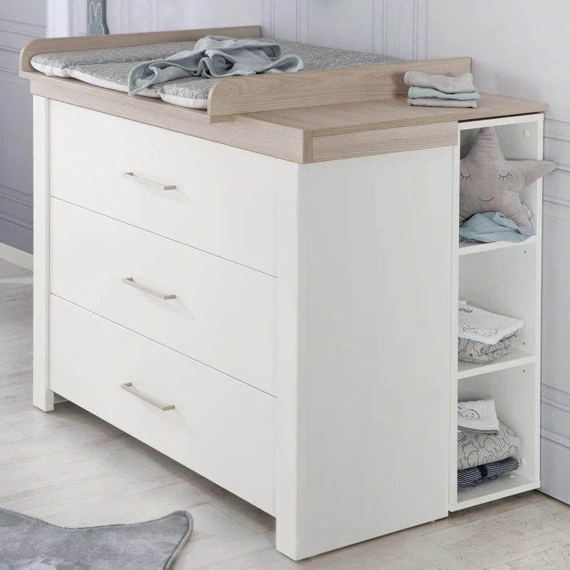 Kindermöbelset "Lucy‘ – 2-teilig, inkl. Kombi-Kinderbett 70 x 140 cm, Wickelkommode breit