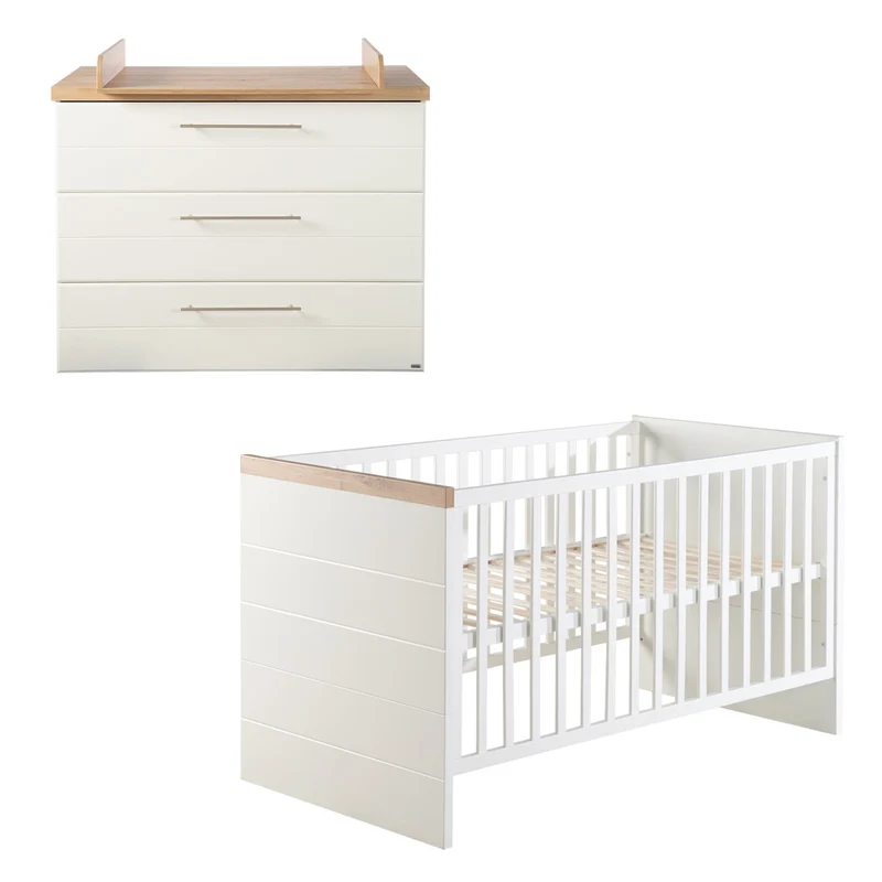 Zimmerset "Nele‘ 2-teilig – inkl. Kombi-Kinderbett 70 x 140 cm, Wickelkommode breit