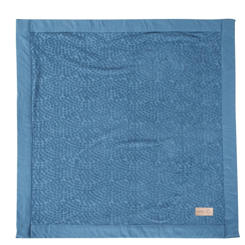 Babydecke 80 x 80 cm 'Seashells Indigo' - GOTS & Oeko-Tex zertifiziert - Blau