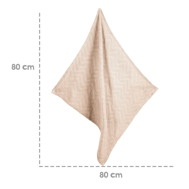 Babydecke 'Frosty Almond' 80x80 in Strickoptik - GOTS & Oeko Tex - Beige