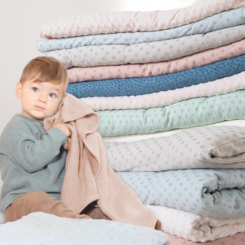 Babydecke 'Frosty Almond' 80x80 in Strickoptik - GOTS & Oeko Tex - Beige