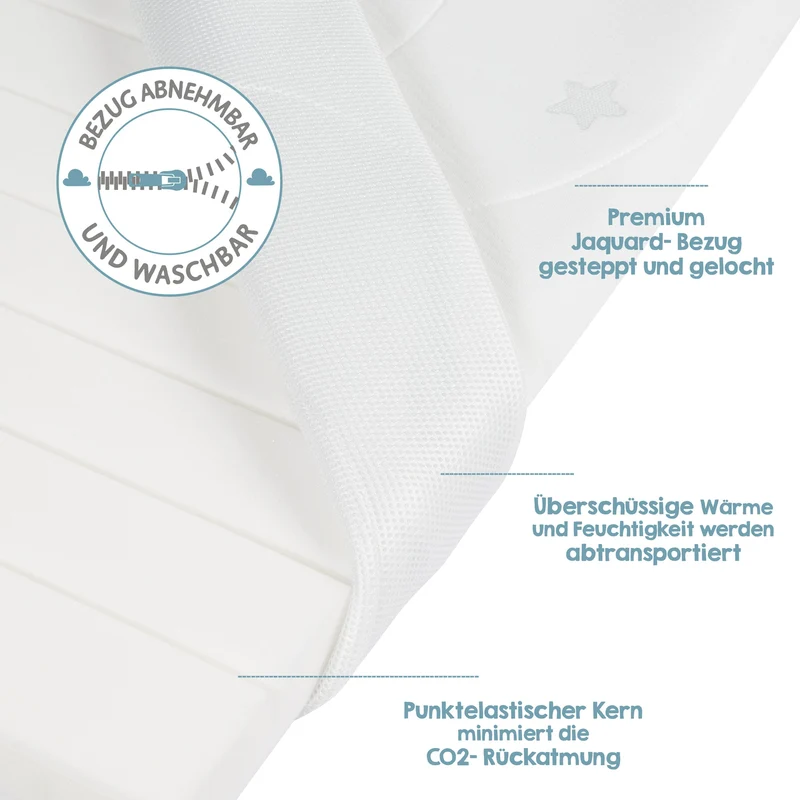 Wiegenmatratze "safe asleep®" – Air Balance Plus, 40 x 90 x 5,5 cm, für optimales Schlafklima