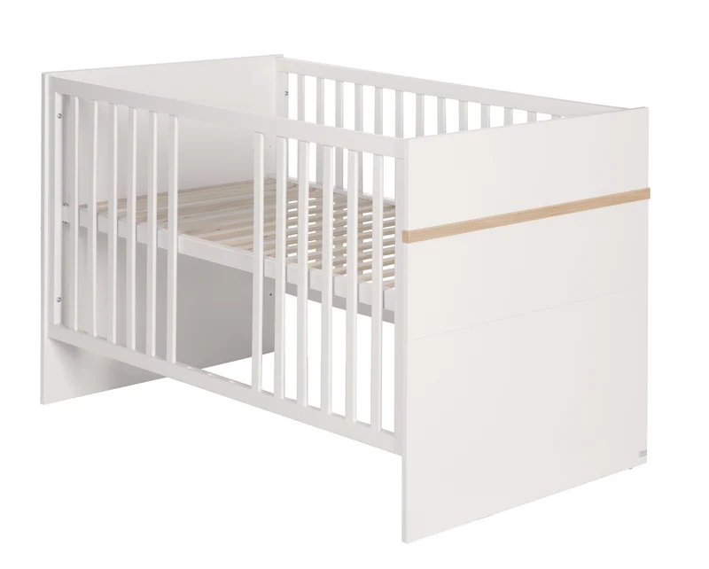 Kindermöbelset 'Pia', 2-teilig - Baby-/Kinderbett 70 x 140 cm + Wickelkommode mit Wickelansatz - Weiß