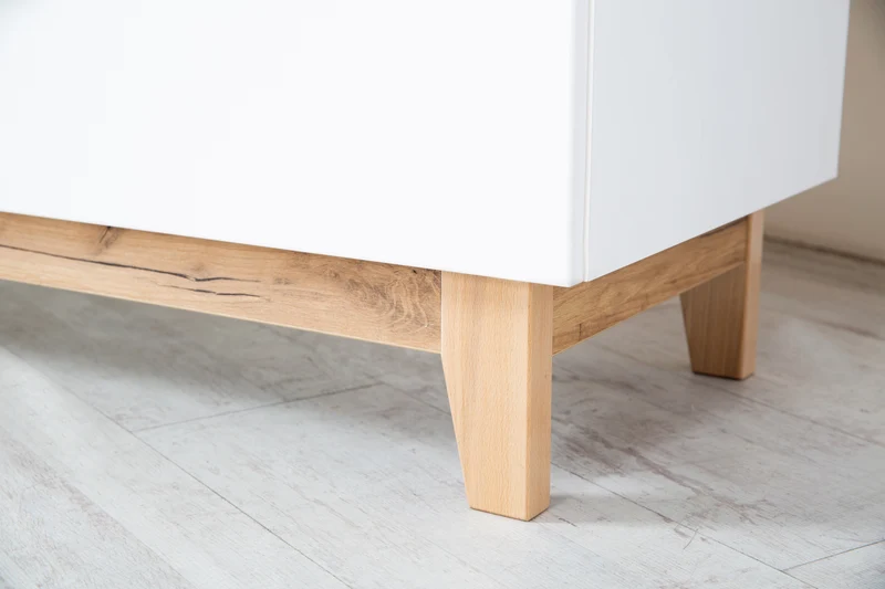 Zimmerset 'Finn' inkl. Kombi-Bett 70 x 140 cm, Wickelkommode & 3-türigem Schrank, Weiß/ Goldeiche