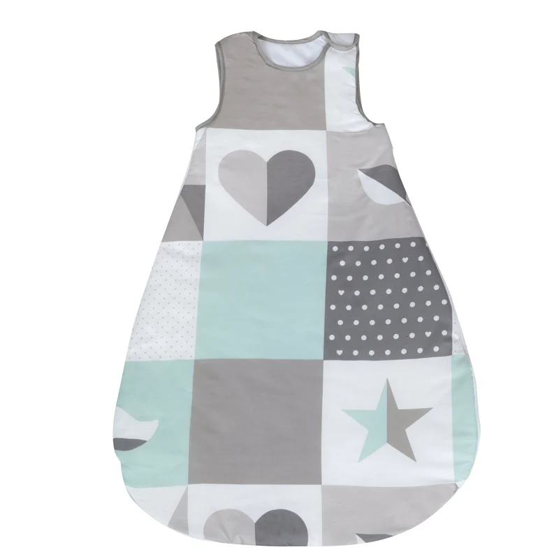 Schlafsack "Happy Patch" – 90 cm, mint, ganzjährig, aus atmungsaktiver Baumwolle, unisex