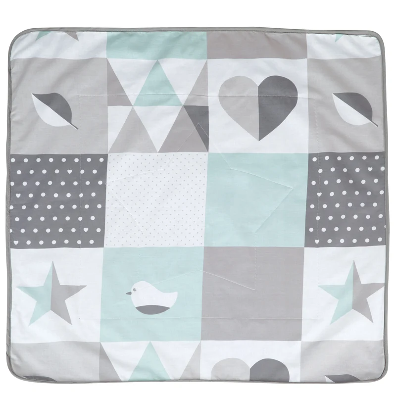 Babydecke "Happy Patch" mintgrün – 2 seitig: 1x super weich, warm & flauschig, 1x Baumwolle