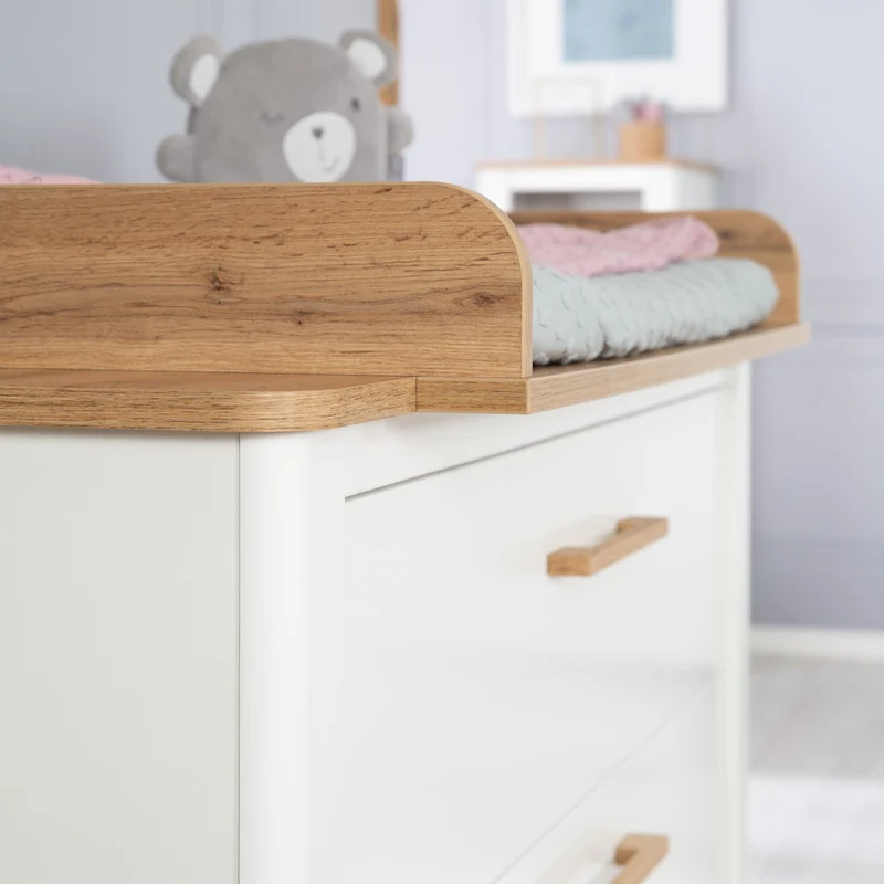 Zimmerset "Ava" 3-teilig, inkl. Kombi-Bett 70x140 cm, Wickelkommode & Kleiderschrank, Artisan Eiche/weiß