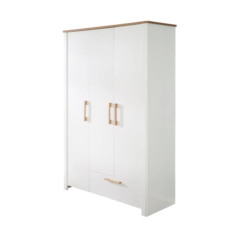 Zimmerset "Ava" 3-teilig, inkl. Kombi-Bett 70x140 cm, Wickelkommode & Kleiderschrank, Artisan Eiche/weiß