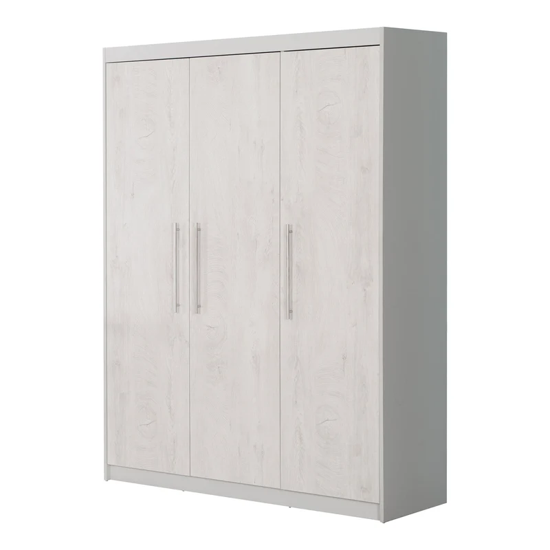 Zimmerset "Maren 2" 3-teilig, inkl. Kombi-Bett 70 x 140 cm, Wickelkommode & Kleiderschrank, weiß gekalkte Eiche/lichtgrau