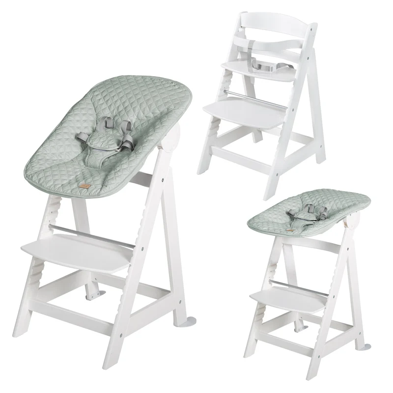Treppenhochstuhl Born Up, Set 2in1, "roba Style" frosty green, mit Liegefunktion, ab Geburt