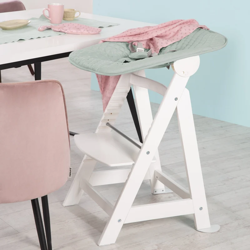 Treppenhochstuhl Born Up, Set 2in1, "roba Style" frosty green, mit Liegefunktion, ab Geburt