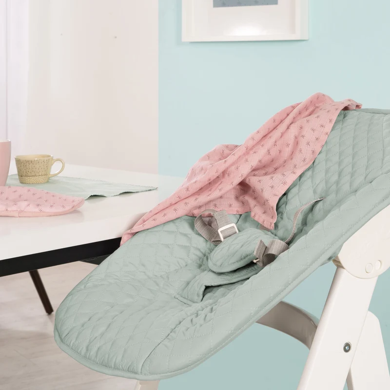Treppenhochstuhl Born Up, Set 2in1, "roba Style" frosty green, mit Liegefunktion, ab Geburt