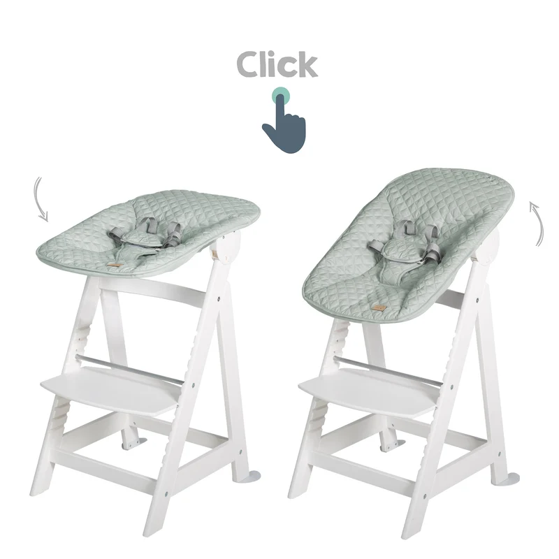 Treppenhochstuhl Born Up, Set 2in1, "roba Style" frosty green, mit Liegefunktion, ab Geburt