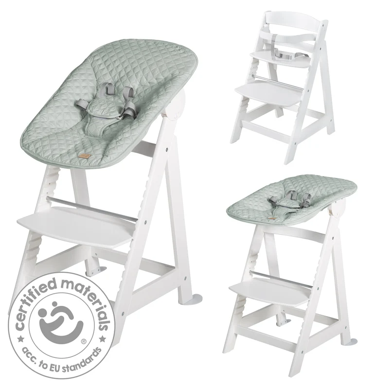 Treppenhochstuhl Born Up, Set 2in1, "roba Style" frosty green, mit Liegefunktion, ab Geburt